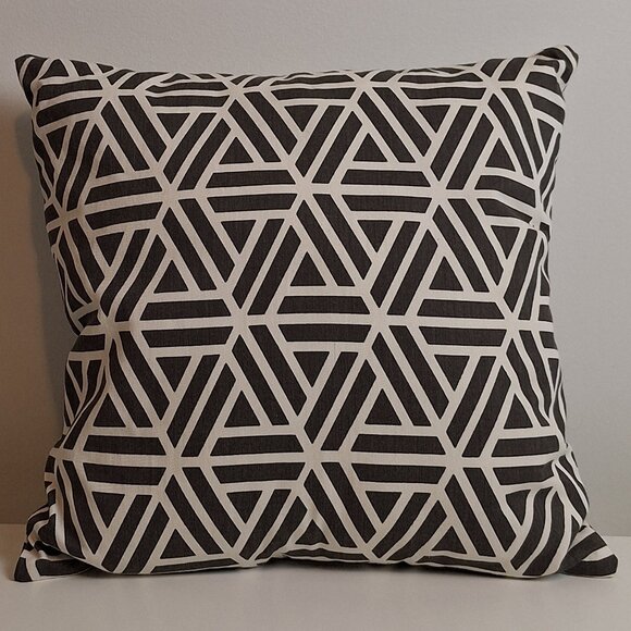 Handmade Black and White Pillow and Pillow Cover with Geometric Pattern - Picture 1 of 4